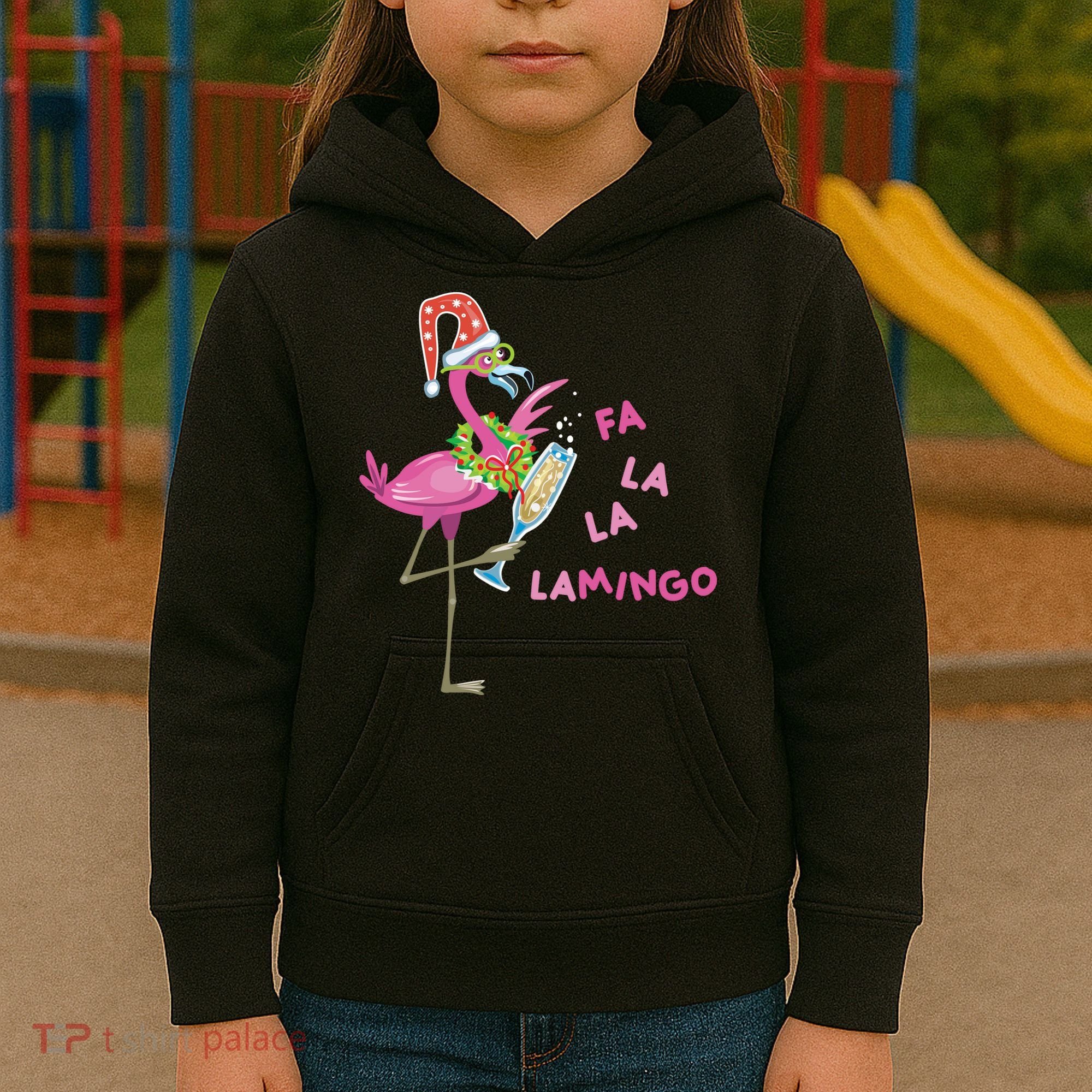 Falala Flamingo Christmas Holiday Festive Kids Hoodie