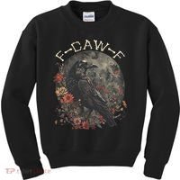 Funny F Caw F Raven Bird Saying Graphic Kids Sweatshirt thumb 0