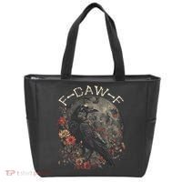 Funny F Caw F Raven Bird Saying Graphic Tote Bag thumb 0