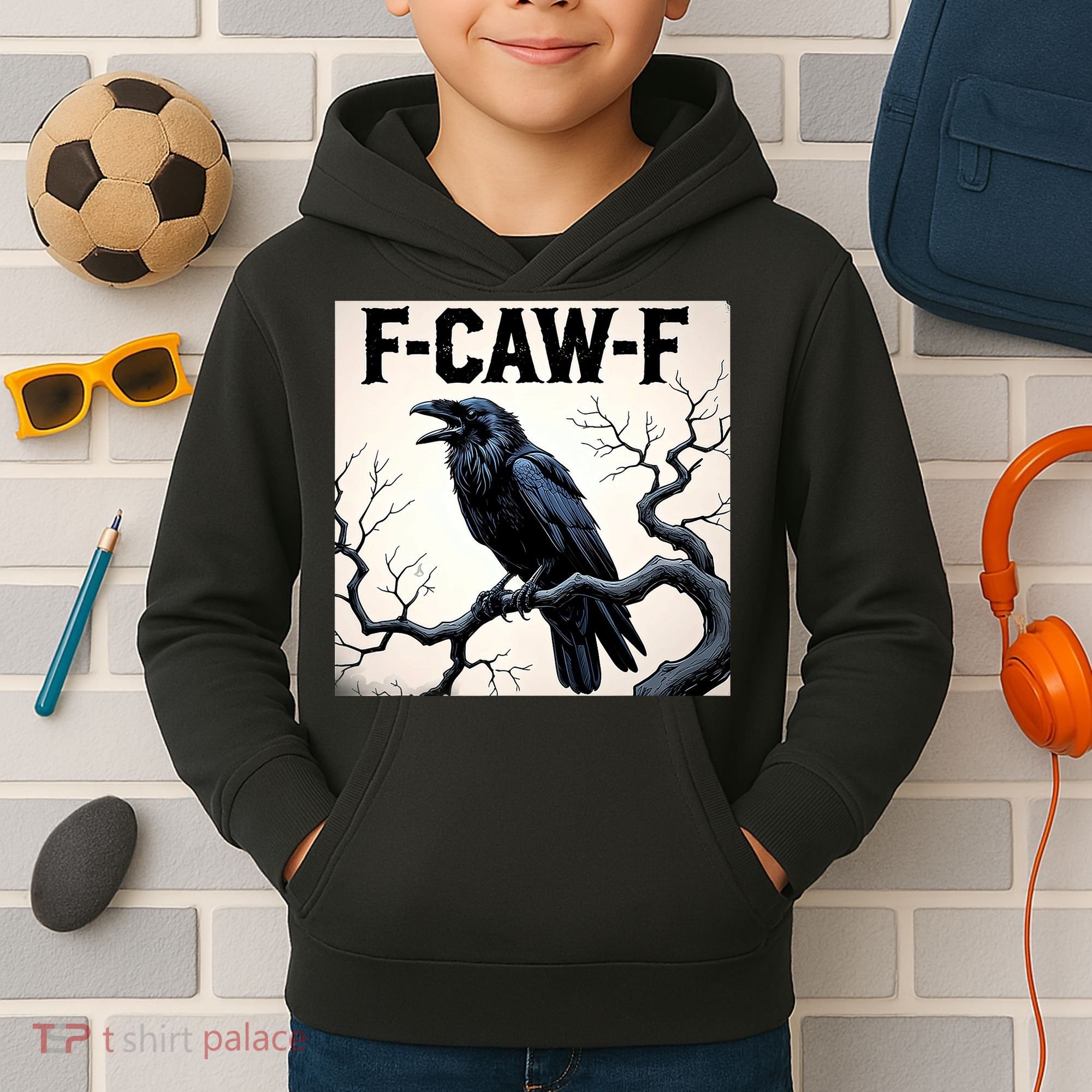 Funny F-Caw-F Crow Kids Hoodie
