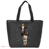 Funny Festive Christmas Lights Cow Tote Bag thumb 0