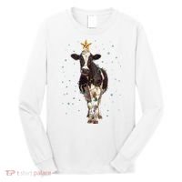 Funny Festive Christmas Lights Cow Long Sleeve Shirt thumb 0