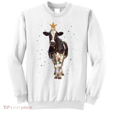 Funny Festive Christmas Lights Cow Sweatshirt