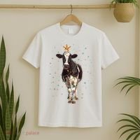 Funny Festive Christmas Lights Cow T-Shirt thumb 2