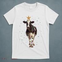Funny Festive Christmas Lights Cow T-Shirt thumb 5