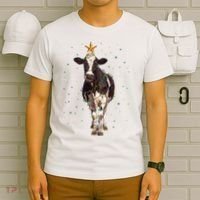 Funny Festive Christmas Lights Cow T-Shirt thumb 6