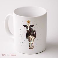 Funny Festive Christmas Lights Cow Coffee Mug thumb 0