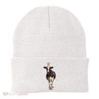 Funny Festive Christmas Lights Cow Beanie thumb 0