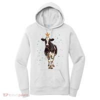 Funny Festive Christmas Lights Cow Women's Hoodie thumb 0