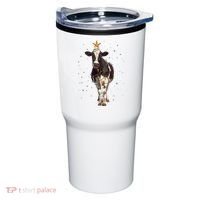 Funny Festive Christmas Lights Cow Tumbler thumb 0