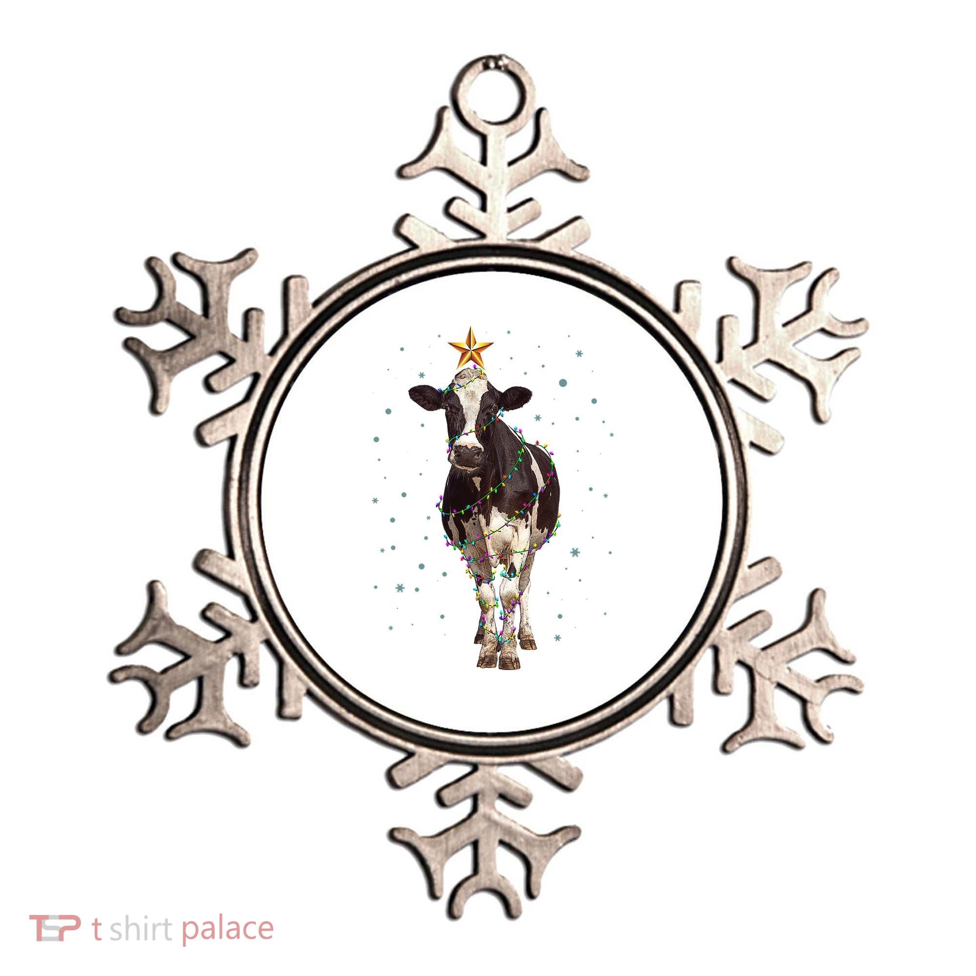 Funny Festive Christmas Lights Cow Ornament