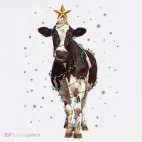 Funny Festive Christmas Lights Cow Ornament thumb 1