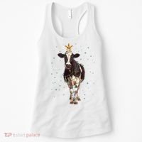 Funny Festive Christmas Lights Cow Women's Tank Top thumb 0