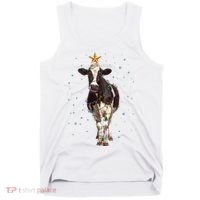 Funny Festive Christmas Lights Cow Tank Top thumb 0