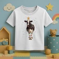 Funny Festive Christmas Lights Cow Toddler T-Shirt thumb 3
