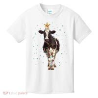 Funny Festive Christmas Lights Cow Kids T-Shirt thumb 0