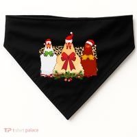 Funny Festive Christmas Chickens USA-Made Doggie Bandana thumb 0