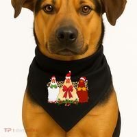 Funny Festive Christmas Chickens USA-Made Doggie Bandana thumb 1