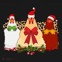 Funny Festive Christmas Chickens USA-Made Doggie Bandana thumb 2