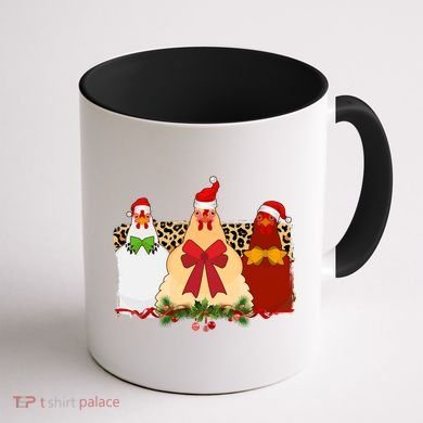Funny Festive Christmas Chickens Coffee Mug back