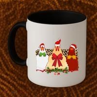 Funny Festive Christmas Chickens Coffee Mug thumb 2