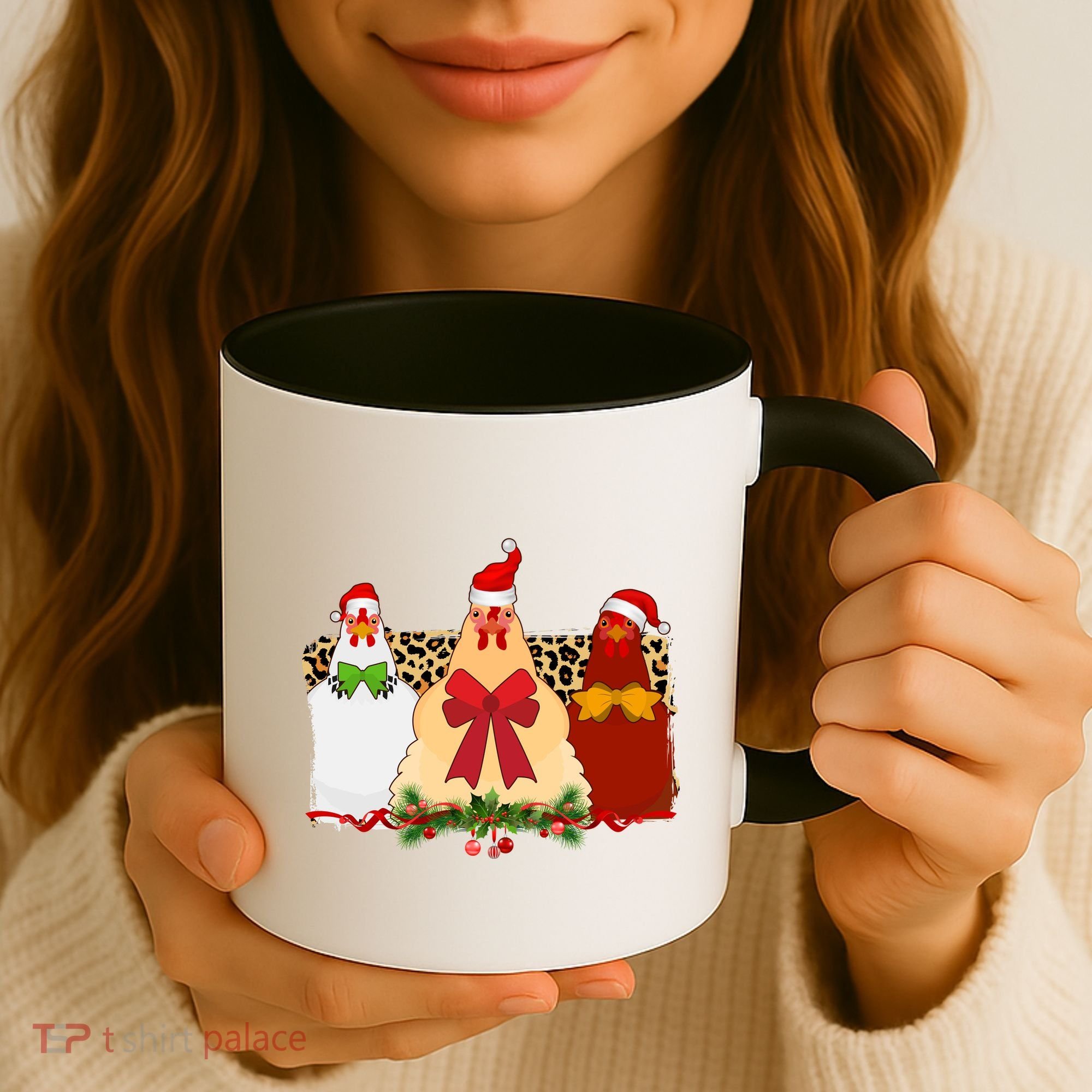 Funny Festive Christmas Chickens Coffee Mug