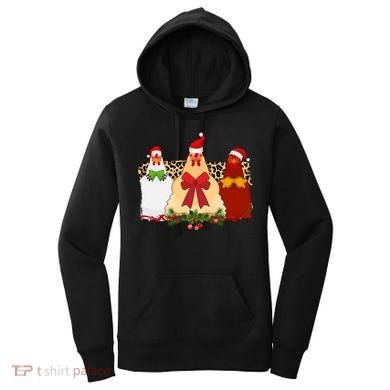 Funny Festive Christmas Chickens Women's Hoodie