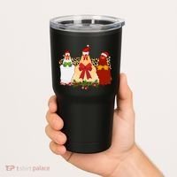 Funny Festive Christmas Chickens Tumbler thumb 2