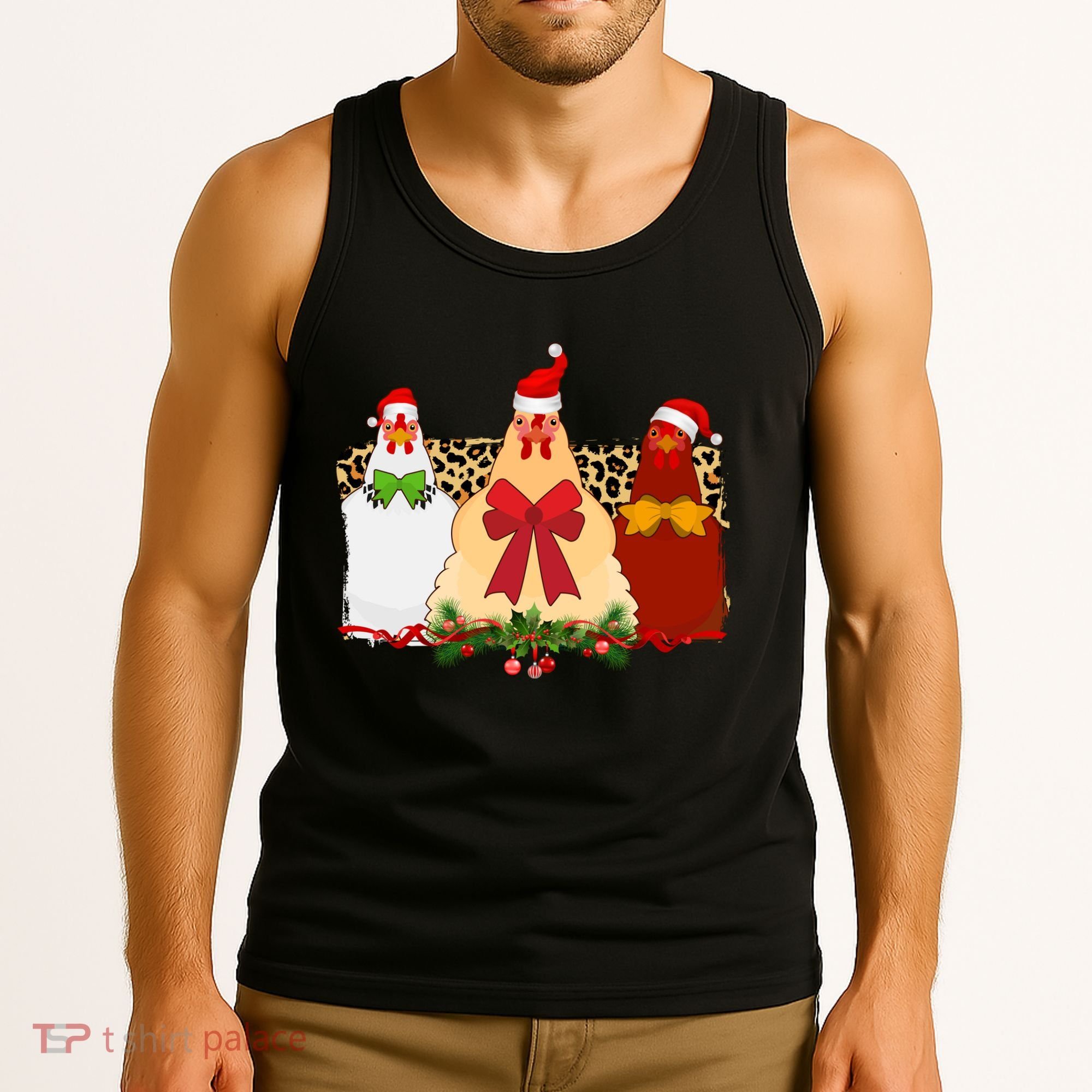 Funny Festive Christmas Chickens Tank Top