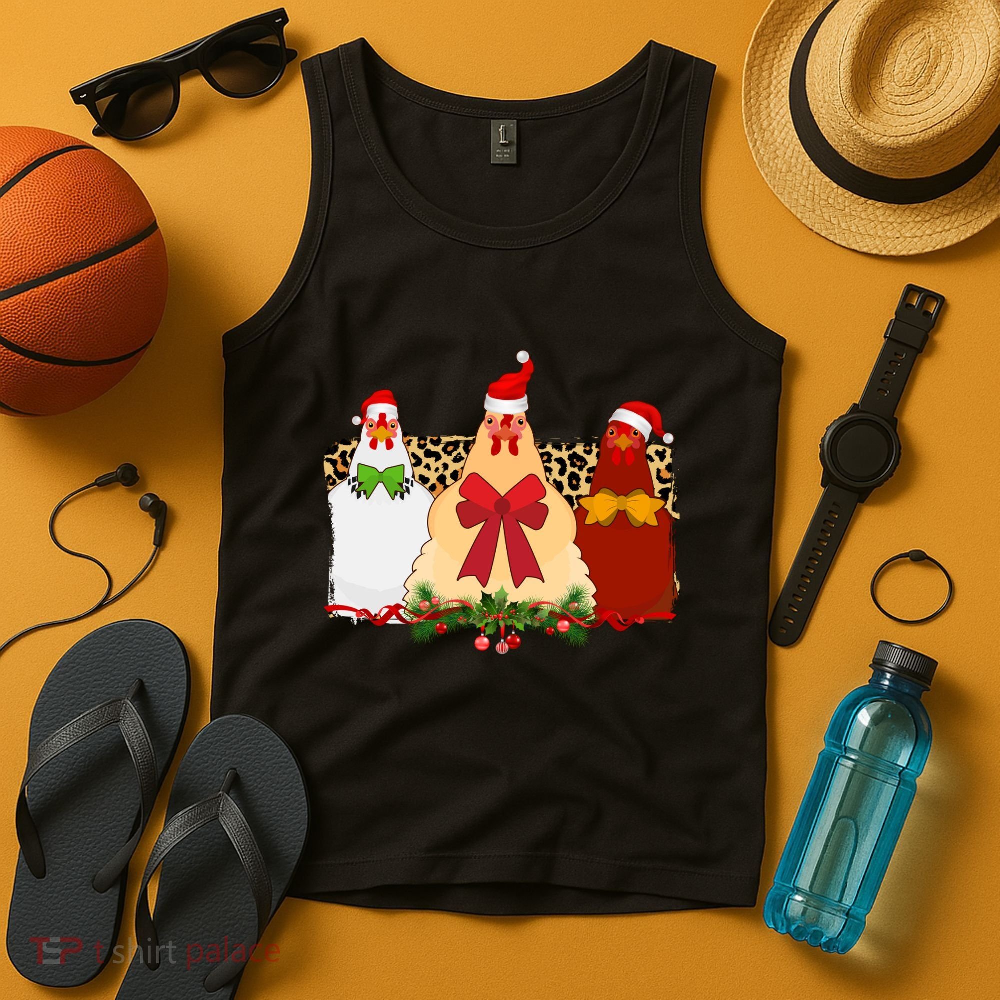 Funny Festive Christmas Chickens Tank Top