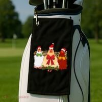 Funny Festive Christmas Chickens Golf Towel thumb 2