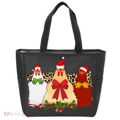 Funny Festive Christmas Chickens Tote Bag