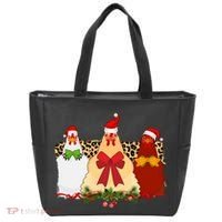 Funny Festive Christmas Chickens Tote Bag thumb 0