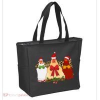 Funny Festive Christmas Chickens Tote Bag thumb 2