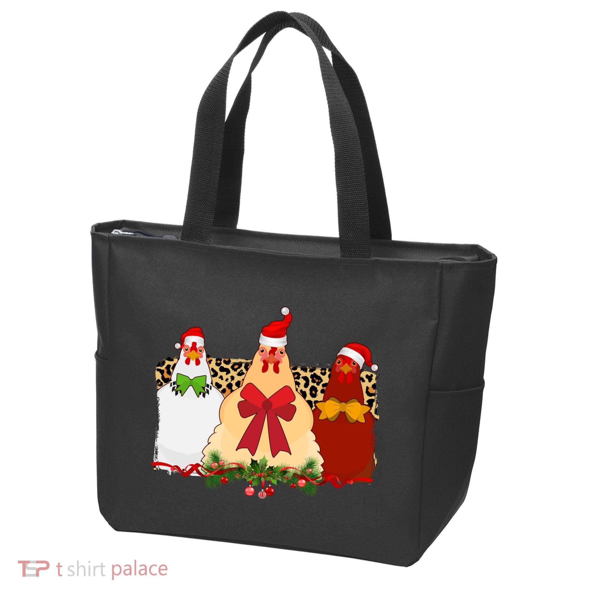Funny Festive Christmas Chickens Tote Bag