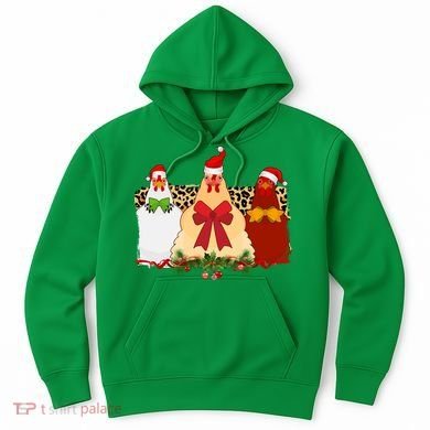 Funny Festive Christmas Chickens Hoodie