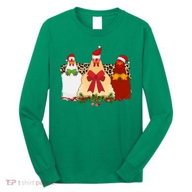 Funny Festive Christmas Chickens Long Sleeve Shirt