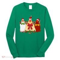 Funny Festive Christmas Chickens Long Sleeve Shirt thumb 0