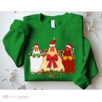 Funny Festive Christmas Chickens Sweatshirt thumb 2