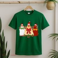 Funny Festive Christmas Chickens T-Shirt thumb 2