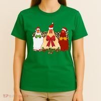 Funny Festive Christmas Chickens T-Shirt thumb 4