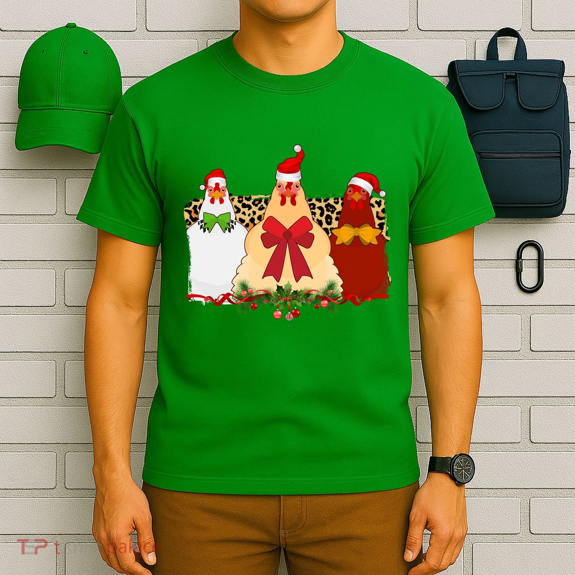 Funny Festive Christmas Chickens T-Shirt
