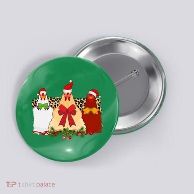 Funny Festive Christmas Chickens Button