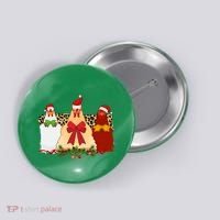 Funny Festive Christmas Chickens Button thumb 0