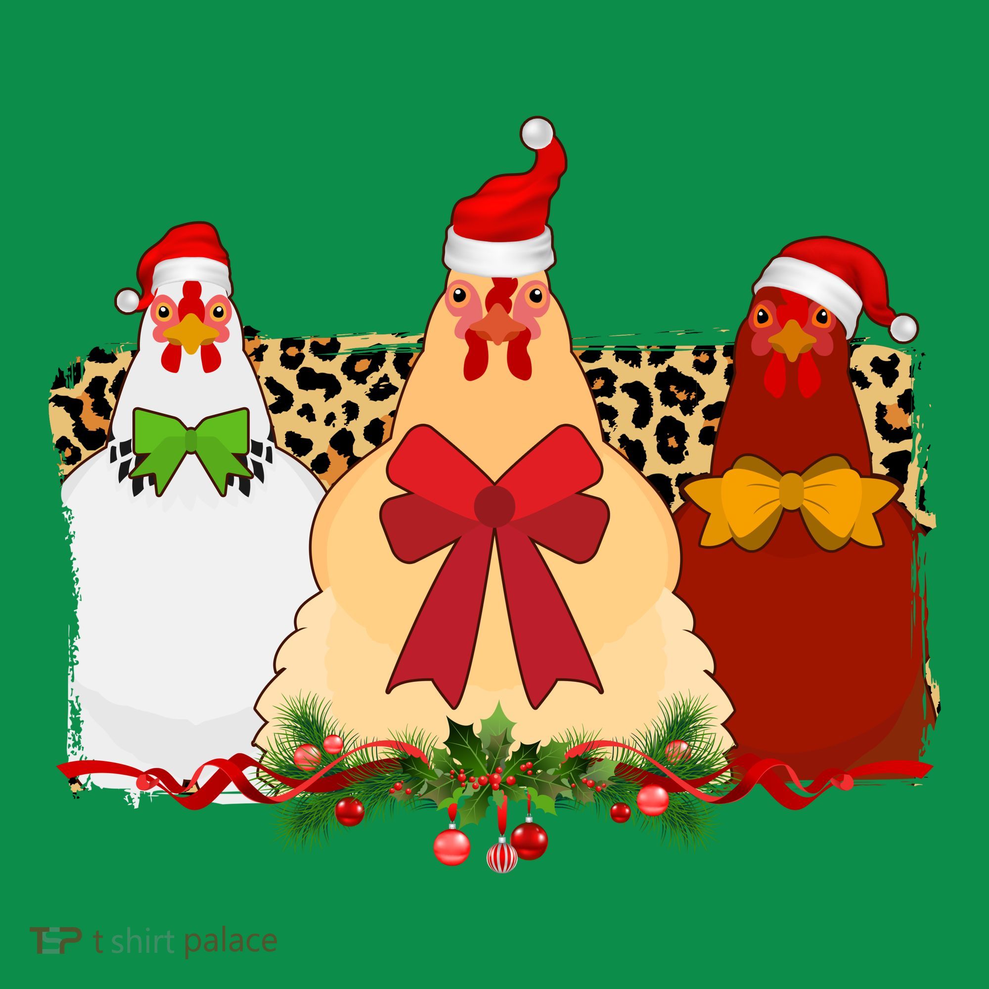 Funny Festive Christmas Chickens Button