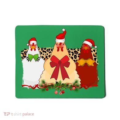 Funny Festive Christmas Chickens Mousepad