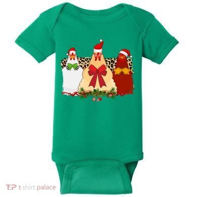 Funny Festive Christmas Chickens Baby Bodysuit