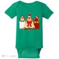 Funny Festive Christmas Chickens Baby Bodysuit thumb 0
