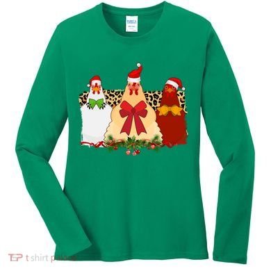 Funny Festive Christmas Chickens Women's Long Sleeve Shirt