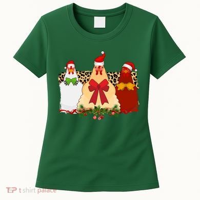 Funny Festive Christmas Chickens Women's T-Shirt